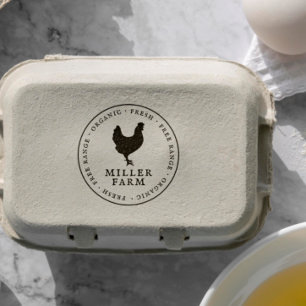 Rustic Family Farm Chicken Egg Carton Rubber Stamp