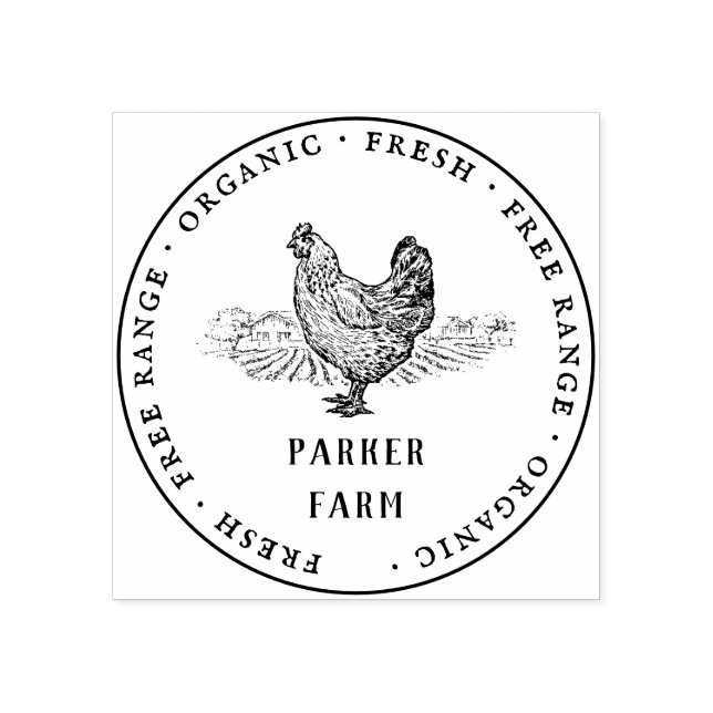 Rustic Family Farm Chicken Egg Carton Rubber Stamp (Imprint)