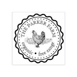 Rustic Family Farm Chicken Egg Carton Rubber Stamp