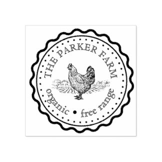 Rustic Family Farm Chicken Egg Carton Rubber Stamp