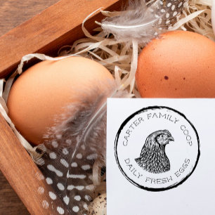Rustic Family Farm Fresh Egg Carton Self-inking Stamp