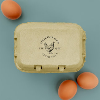 Rustic Family Farm Personalised Fresh Chicken Eggs Rubber Stamp