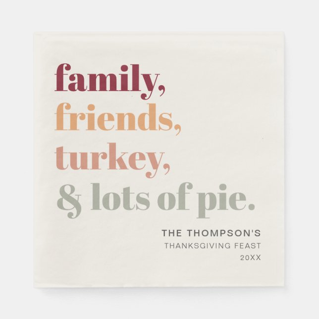 Rustic Family Friends Thanksgiving Feast Paper Napkin (Front)