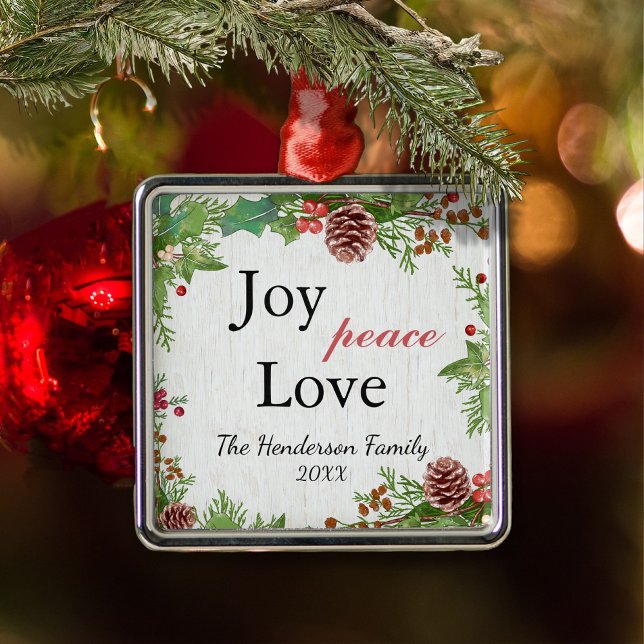 Rustic Family Joy Peace Love Christmas Metal Tree Decoration (Creator Uploaded)