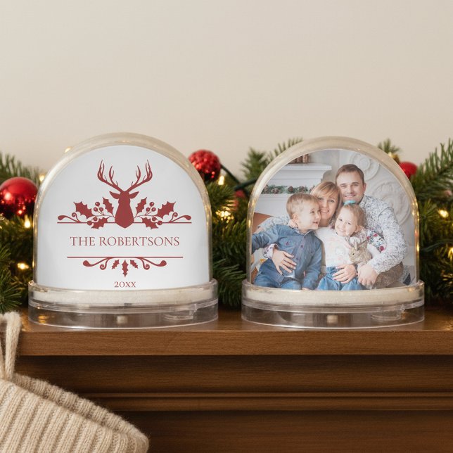 Rustic Family Monogram Christmas Photo Snowglobe (Creator Uploaded)
