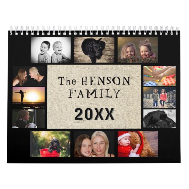 Rustic Family Monthly Photos Year 2026 Calendar (Cover)