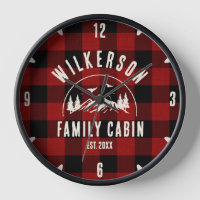 Rustic Family Name Cabin Cottage Retro Red Plaid