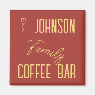 Rustic Family Name Coffee Kitchen Magnet