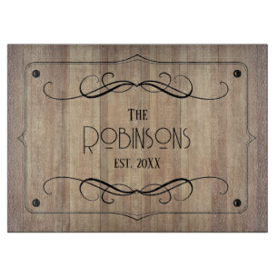 Rustic Family Name & Established Year Personalized Cutting Board