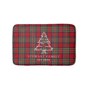 Rustic Family Name Plaid Clan Stewart Tartan Bath Mat