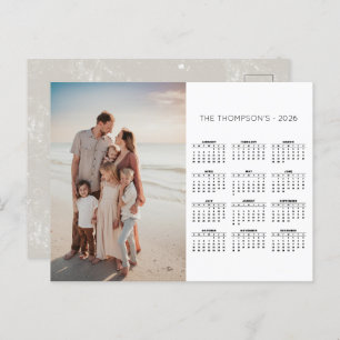Rustic Family Photo 2026 Calendar 12 Month  Holiday Postcard