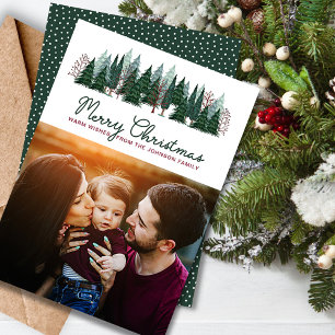 Rustic Family Photo Christmas Pine Tree  Holiday Card