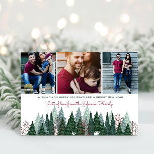 Rustic Family Photo Christmas Pine Tree  Holiday Card
