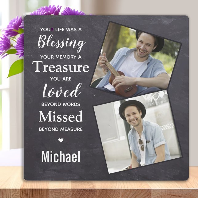 Rustic Family Photo  Sympathy Memorials Keepsake Plaque (Creator Uploaded)