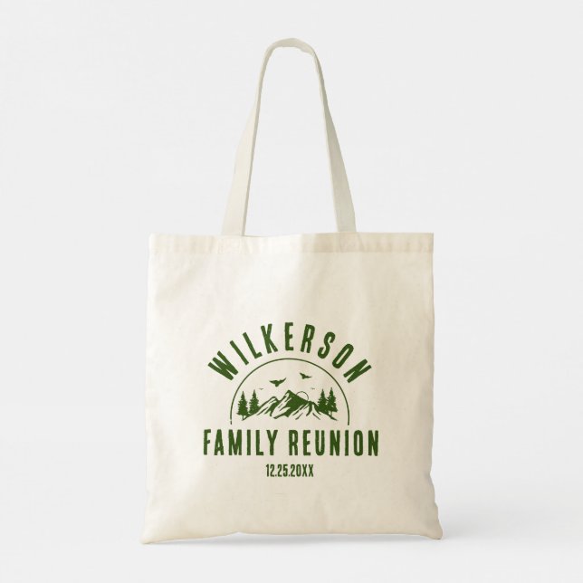 Rustic Family Reunion Cabin Retro Cool Green Tote Bag (Back)