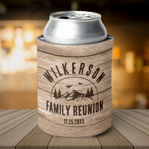Rustic Family Reunion Cabin Woods Retro Can Cooler
