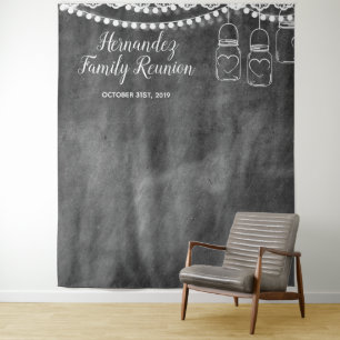Rustic Family Reunion Photo Booth Backdrop Tapestry