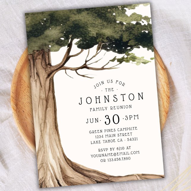 Rustic Family Reunion Watercolor Tree  Invitation (Creator Uploaded)