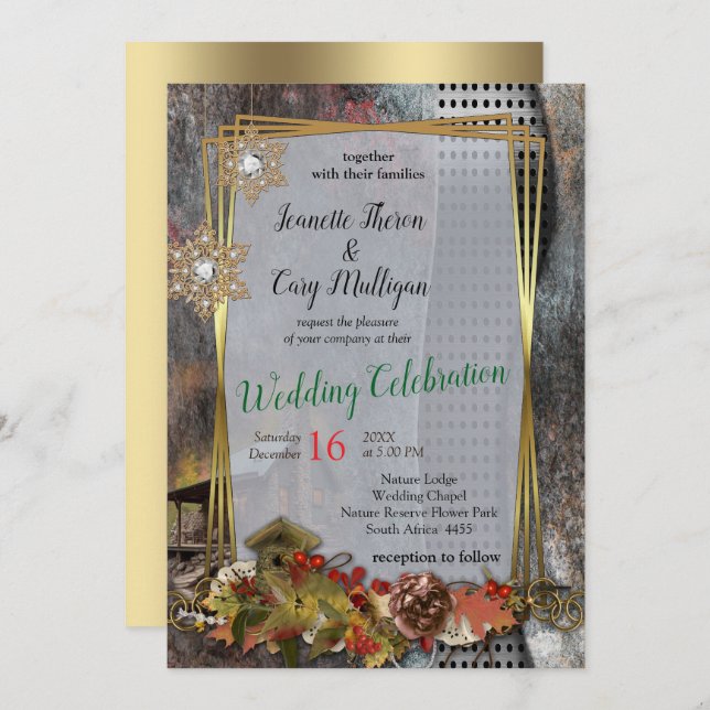 Rustic Family Stone Cabin Invitation (Front/Back)