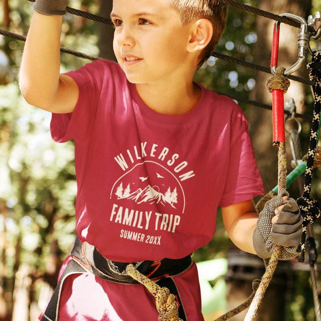 Rustic Family Trip Cabin Woods Retro T-Shirt (Spruce up for next family trip with these cute, rustic T-shirts with your family name on it!)