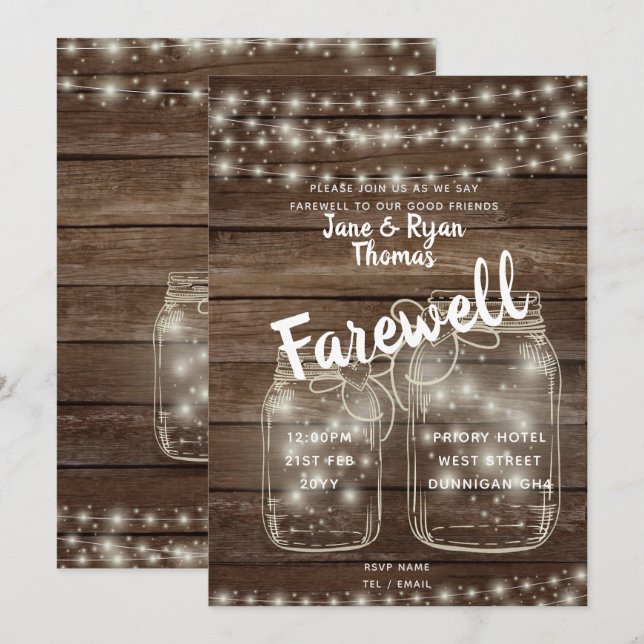 Rustic Farewell Leaving Party Barn Theme Invites (Front/Back)
