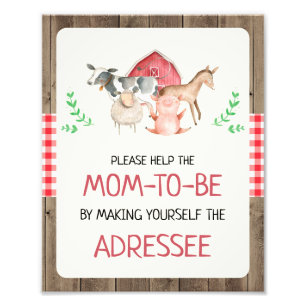 Rustic Farm Adressee Baby Shower Sign