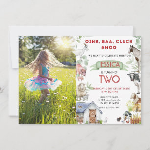 Rustic Farm Animals Birthday Party Photo Invitation