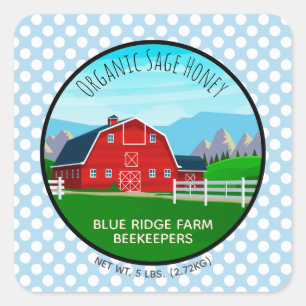 Rustic Farm Apiary Photo Blue Honey Jar Square Sticker