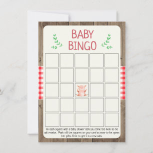 Rustic Farm Baby Shower Bing Game Invitation