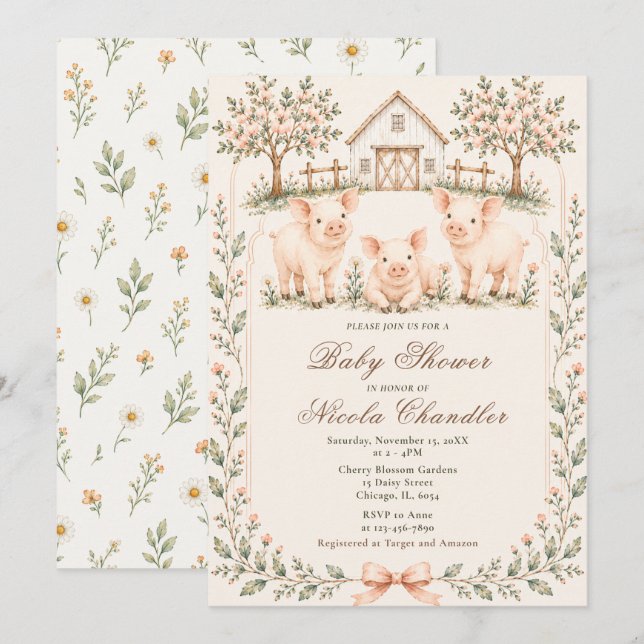Rustic Farm Baby Shower Invitation (Front/Back)