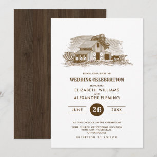 Rustic   Farm   Barn Wood Wedding Invitations