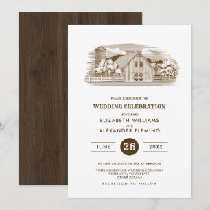 Rustic Farm Barn Wood Wedding Invitations