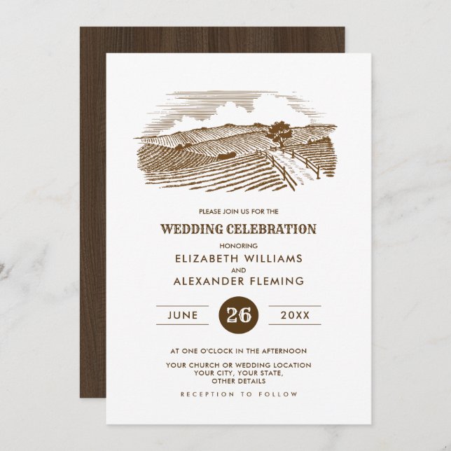 Rustic | Farm | Barn Wood Wedding Invitations (Front/Back)
