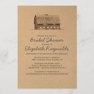 Rustic Farm Bridal Shower Invitations