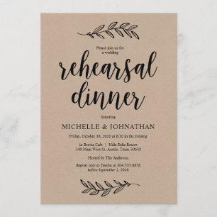 Rustic Farm Brown Kraft, Rehearsal Dinner Invitation