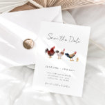 Rustic Farm Chicken Wedding Save The Date<br><div class="desc">Rustic save the date card featuring illustration of chickens and a chick.</div>