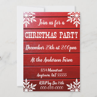 Rustic Farm Country Farmhouse Christmas Day Dinner Invitation