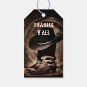 rustic farm cowboy boots western party favour gift tags