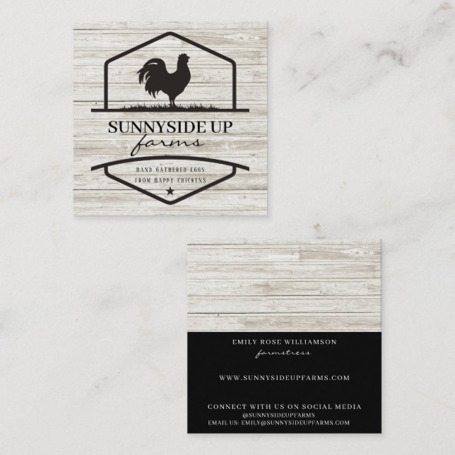 Rustic Farm Fresh Eggs Wood  Square Business Card (Front/Back)