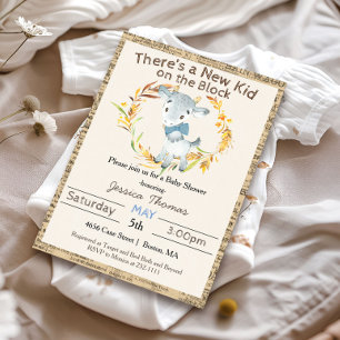 Rustic Farm Goat Boy Baby Shower Invitation
