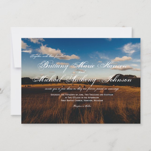 Rustic Farm Hay Bales Country Wedding Invitations (Front)