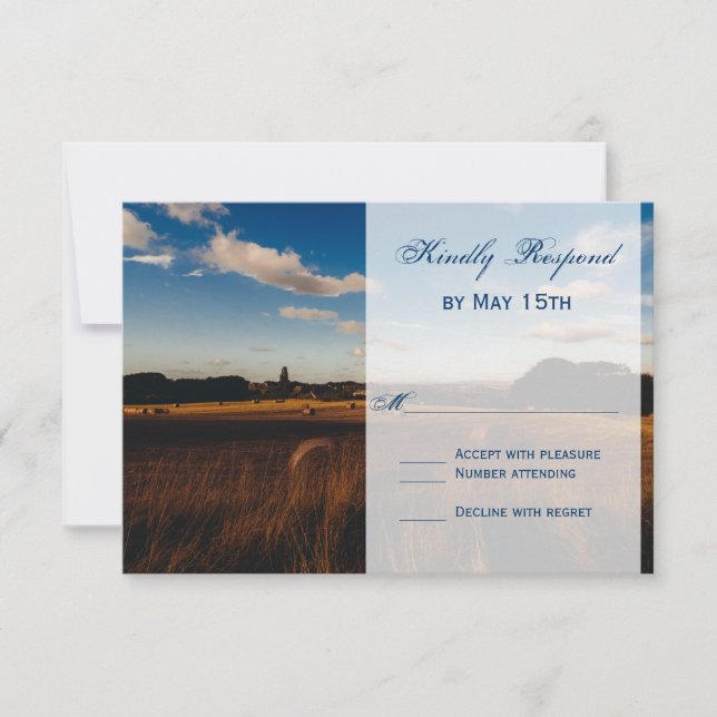 Rustic Farm Hay Bales Wedding RSVP Cards (Front)