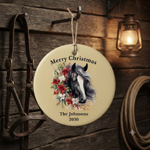 Rustic Farm Horse Christimas Photo Ornament