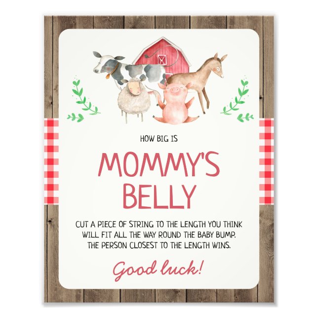 Rustic Farm How Big Is Mummy's Belly Sign (Front)