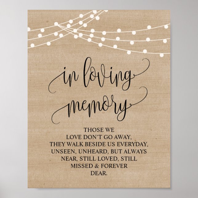 Rustic Farm In loving memory memorial sign (Front)