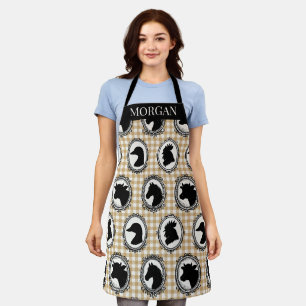 Rustic Farm Kitchen Barnyard Gingham Black & Khaki Apron