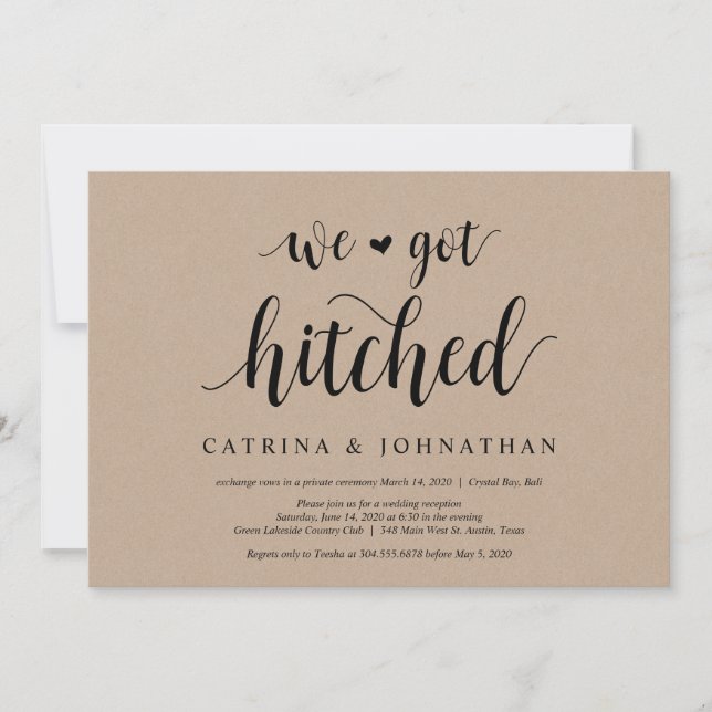 Rustic Farm Kraft, Black script, Wedding Elopement Invitation (Front)