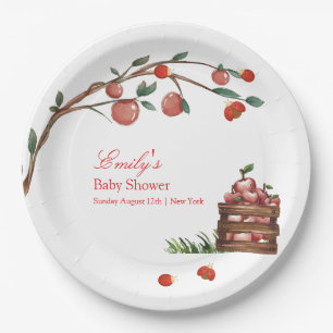 Rustic Farm Ladybug Apple Girl Baby Shower Paper Plate