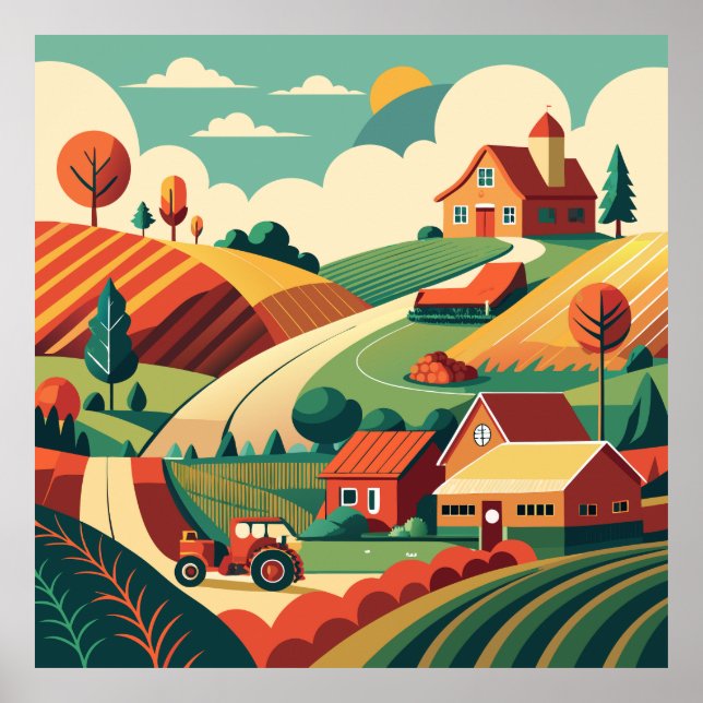 Rustic Farm Life Panorama Poster (Front)