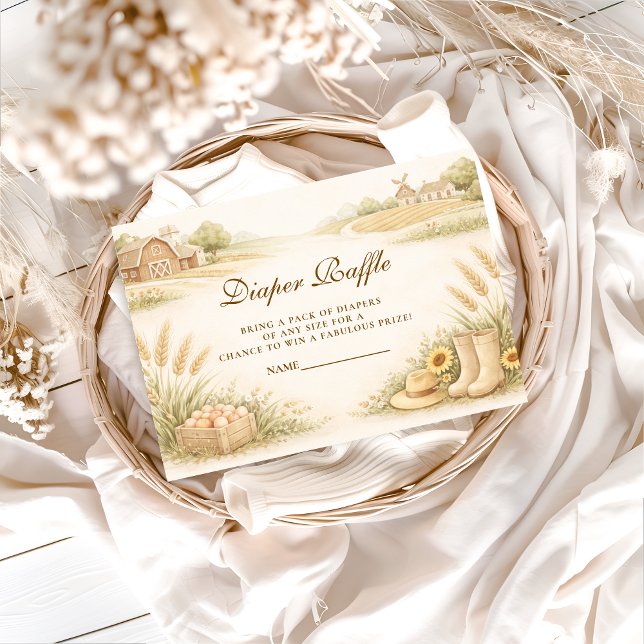 Rustic Farm Meadow Baby Shower Diapper Raffle Enclosure Card (Creator Uploaded)